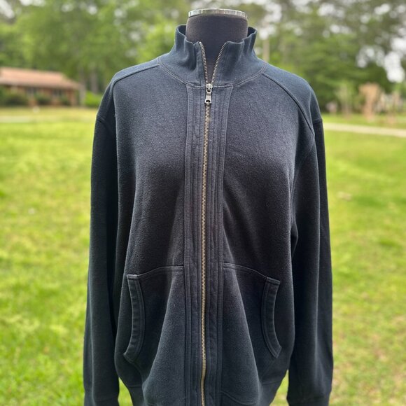 Banana Republic Black full-zip sweater XL Pockets Ribbed - Picture 6 of 10